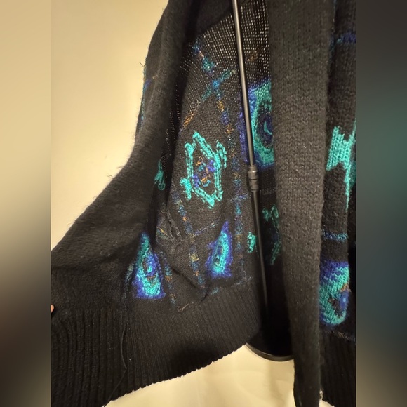 Vintage 80s/90s Tony Lambert Southwestern Concho Oversized Sweater Jacket Large - Picture 5 of 6